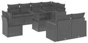 VidaXL Polyrattan Kerti Ülőgarnitúra - 9 részes - Fekete