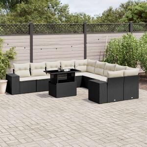 VidaXL Polyrattan Kerti Ülőgarnitúra - 11 részes - Fekete
