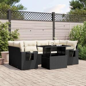 VidaXL Polyrattan Kerti Ülőgarnitúra - 7 részes - Fekete