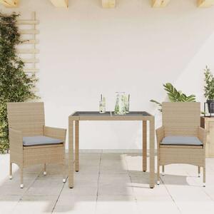 VidaXL Kerti Étkezőgarnitúra - 3 részes - Bézs Polyrattan
