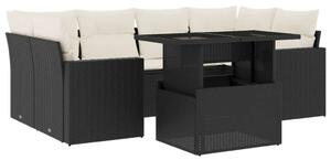 VidaXL Polyrattan Kerti Ülőgarnitúra - 7 részes - Fekete