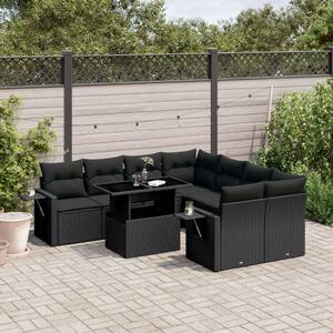 VidaXL Polyrattan Kerti Ülőgarnitúra - 9 részes - Fekete