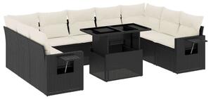 VidaXL Polyrattan Kerti Ülőgarnitúra - 10 részes - Fekete