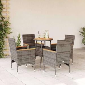 VidaXL - 5 Részes Kerti Étkezőgarnitúra - Polyrattan - Szürke