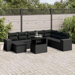 VidaXL Polyrattan Kerti Ülőgarnitúra - 9 részes - Fekete