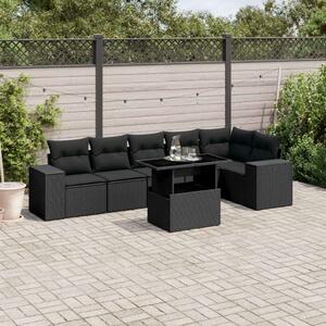 VidaXL Polyrattan Kerti Ülőgarnitúra - 7 részes - Fekete