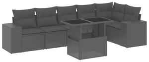 VidaXL Polyrattan Kerti Ülőgarnitúra - 7 részes - Fekete
