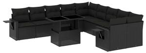 VidaXL Polyrattan Kerti Ülőgarnitúra - 11 részes - Fekete