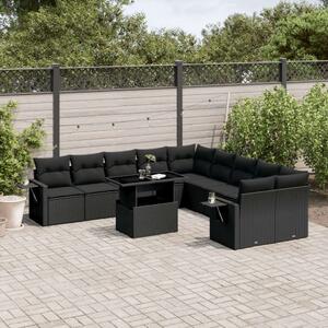 VidaXL Polyrattan Kerti Ülőgarnitúra - 11 részes - Fekete