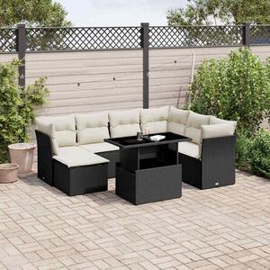 VidaXL Polyrattan Kerti Ülőgarnitúra - 8 részes - Fekete