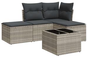 VidaXL 5 részes Polyrattan Kerti Ülőgarnitúra - Világosszürke