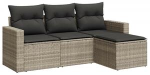 VidaXL Polyrattan Kerti Ülőgarnitúra - 4 részes, Világosszürke