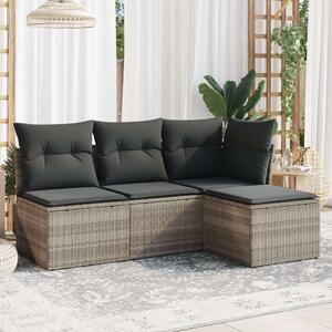 VidaXL Polyrattan Kerti Ülőgarnitúra - 4 részes, Világosszürke