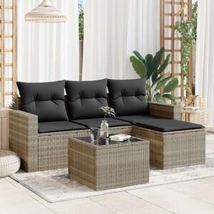 VidaXL Polyrattan Kerti Ülőgarnitúra - 5 részes - Világosszürke