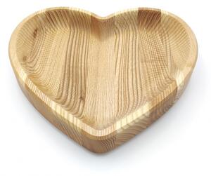 Dekoratív fa tál - szív alakú 30cm GYKS30
