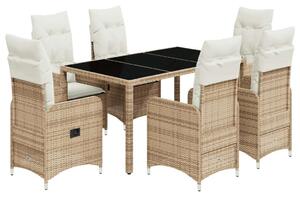 Polyrattan Kerti Bútor - 7 részes Bisztrókészlet - Bézs