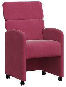 VidaXL Kerekes Étkező Székek 2 pcs bordó 58 x 65 x 98 cm Bársony