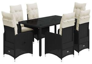 VidaXL Polyrattan Kerti Bútor - 7 részes Bisztró készlet - Fekete