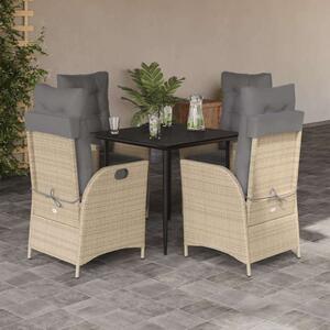 VidaXL Polyrattan Kerti Étkezőgarnitúra - 5 részes - Bézs