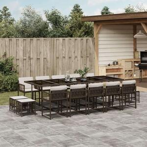 VidaXL 15 részes barna polyrattan kerti ülőgarnitúra párnákkal