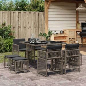 VidaXL Polyrattan Kerti Étkezőgarnitúra - 9 részes - Szürke