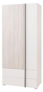 Gardróbszekrény Ferlore 101, Laminált forgácslap, 195x90x53cm, Matt fehér, Világos tölgy, Antracit
