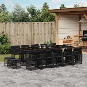 VidaXL Polyrattan Kerti Étkezőgarnitúra - 15 Fős - Fekete