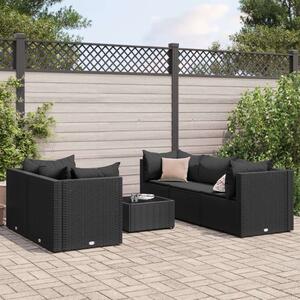 Polyrattan Kerti Ülőgarnitúra - 6 részes - Fekete