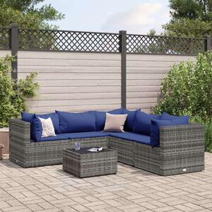 Polyrattan Kerti Ülőgarnitúra - 6 Részes - Szürke