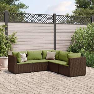 VidaXL 5 részes barna polyrattan kerti ülőgarnitúra párnákkal