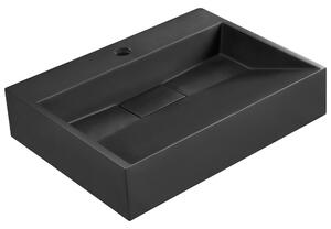Falra szerelt mosdókagyló QUENKO 50 x 38 cm Műmárvány Fekete
