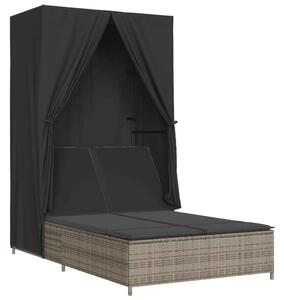 VidaXL Dupla Napozóágy - Polyrattan - Szürke - 197cm