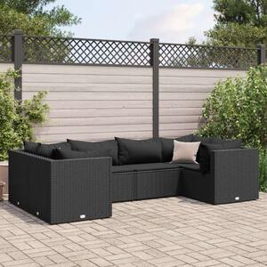 VidaXL Polyrattan Kerti Ülőgarnitúra - 6 részes - Fekete
