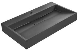 Falra szerelt mosdókagyló QUENKO 80 x 46 cm Műmárvány Fekete