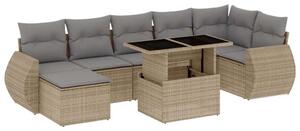 Polyrattan Kerti Ülőgarnitúra - 8 részes - Bézs