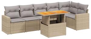 VidaXL Polyrattan Kerti Ülőgarnitúra - 7 részes - Bézs