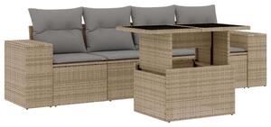 VidaXL Polyrattan Kerti Ülőgarnitúra - 5 részes - Bézs