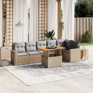 VidaXL Polyrattan Kerti Ülőgarnitúra - 7 részes - Bézs