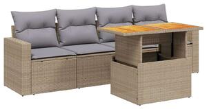 VidaXL Polyrattan Kerti Ülőgarnitúra - 5 részes - Bézs
