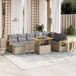 VidaXL Polyrattan Kerti Ülőgarnitúra - 8 részes - Bézs
