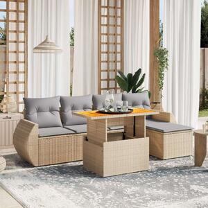 VidaXL Polyrattan Kerti Ülőgarnitúra - 6 részes - Bézs