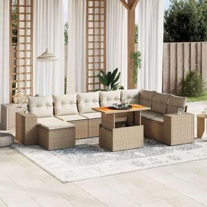 VidaXL Polyrattan Kerti Ülőgarnitúra - 9 részes - Bézs