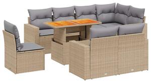 VidaXL Polyrattan Kerti Ülőgarnitúra - 9 részes - Bézs