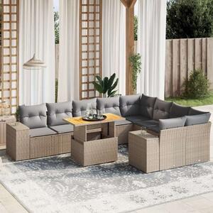 VidaXL Polyrattan Kerti Ülőgarnitúra - 10 részes - Bézs