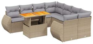 VidaXL Polyrattan Kerti Ülőgarnitúra - 9 részes - Bézs