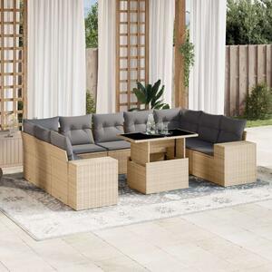 VidaXL Polyrattan Kerti Ülőgarnitúra - 10 részes - Bézs