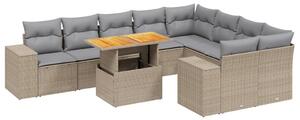 VidaXL Polyrattan Kerti Ülőgarnitúra - 10 részes - Bézs