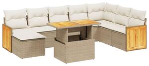 VidaXL Polyrattan Kerti Ülőgarnitúra - 9 részes - Bézs