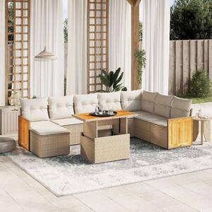VidaXL Polyrattan Kerti Ülőgarnitúra - 9 részes - Bézs