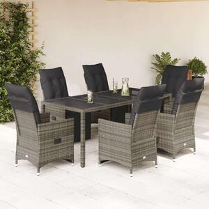 VidaXL Polyrattan Kerti Bútor - 7 részes Bisztrókészlet - Szürke